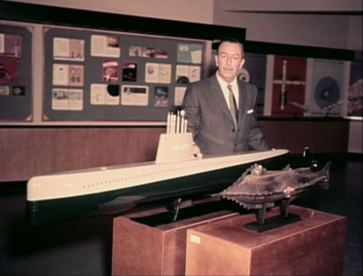 Walt Disney with a model of the real Nautilus